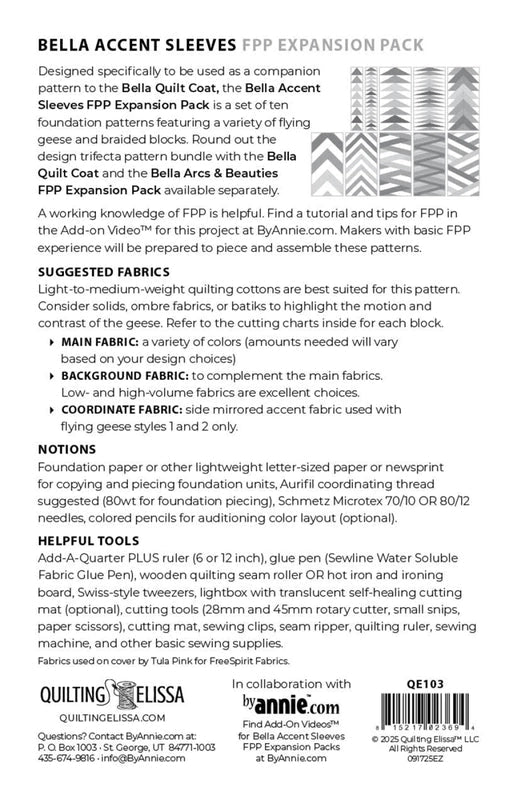 Bella Accent Sleeves - FPP Expansion Pack (for Bella Quilted Coat) Pattern - Everything Fabric