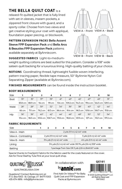Bella Quilt Coat Pattern - Everything Fabric