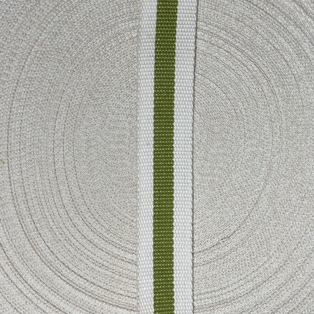Belting 32 mm wide - Black with Cream Stripe - Everything Fabric