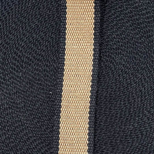 Belting 32 mm wide - Black with Tan Stripe - Everything Fabric