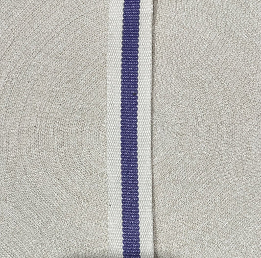 Belting 32 mm wide - Off White with Lavender Stripe - Everything Fabric