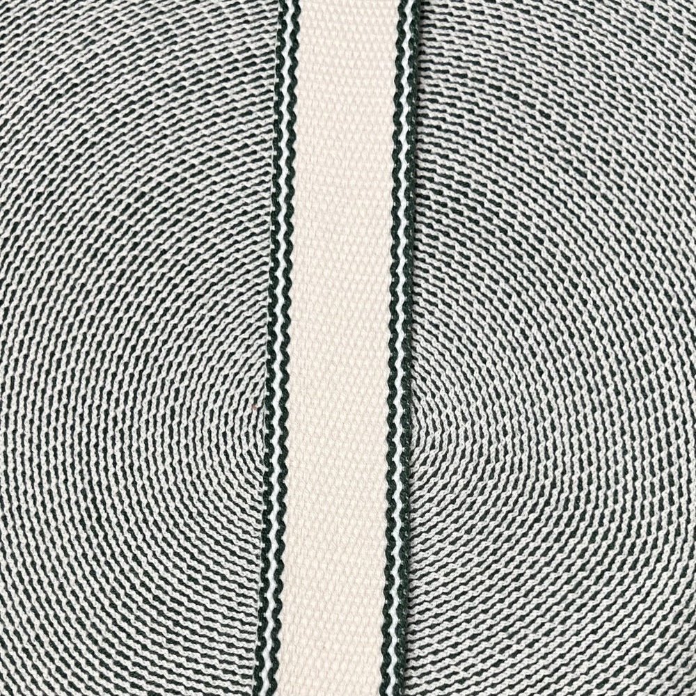 Belting 32 mm wide - Off White with Thin Dark Green Zigzag Stripes - Everything Fabric