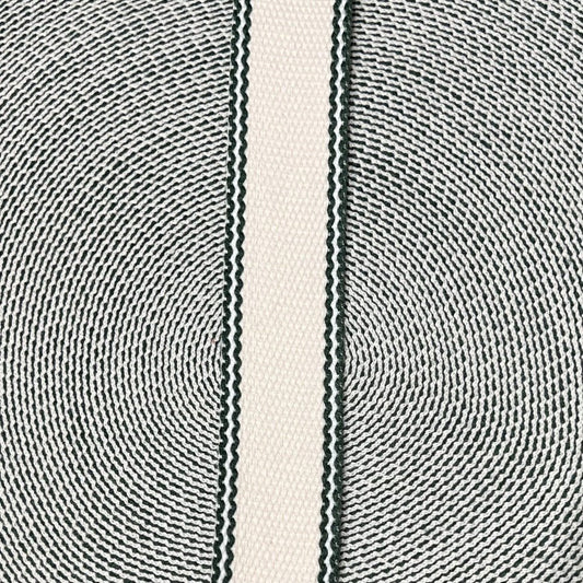 Belting 32 mm wide - Off White with Thin Dark Green Zigzag Stripes - Everything Fabric