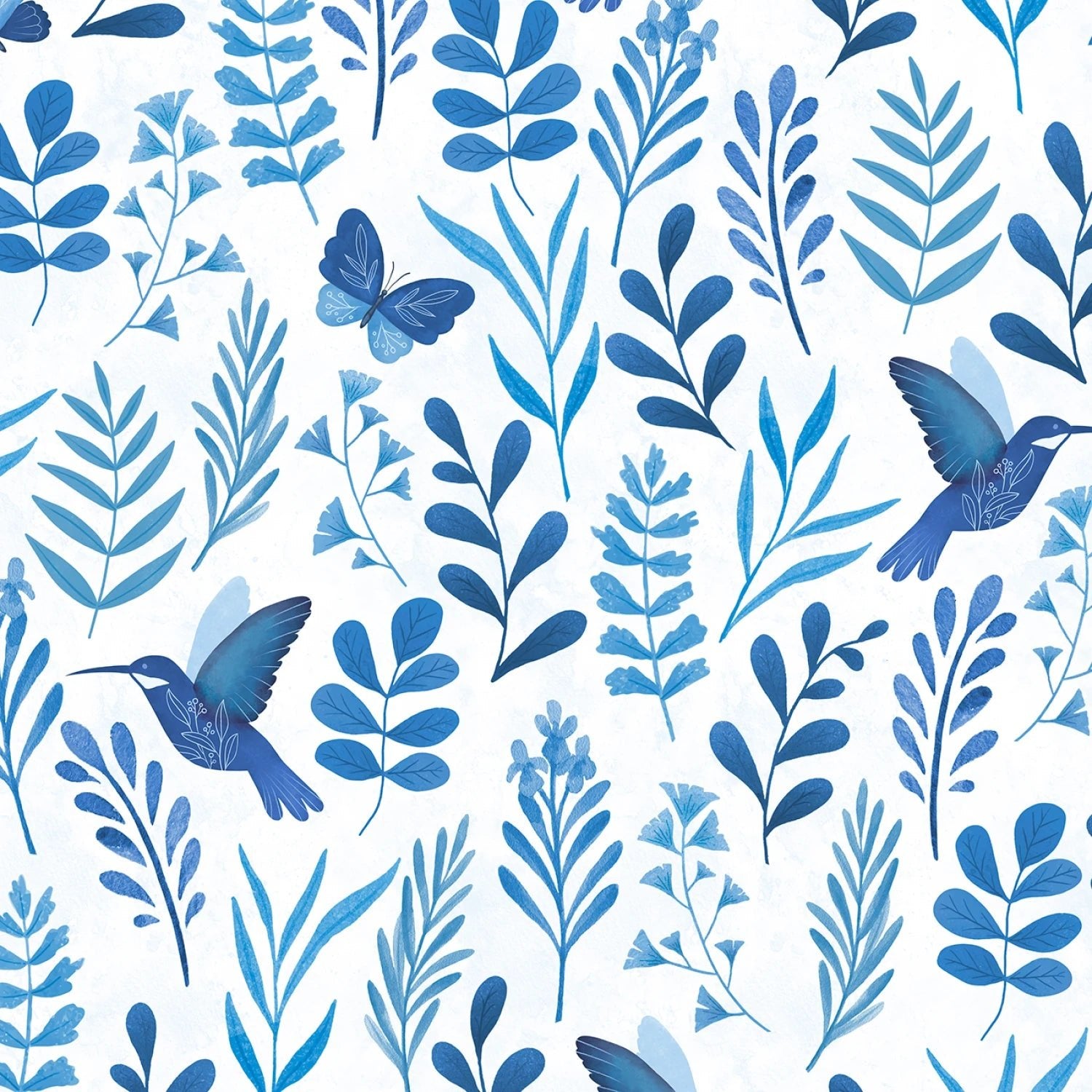 Blissful Blues - Large Floral All Over - Everything Fabric