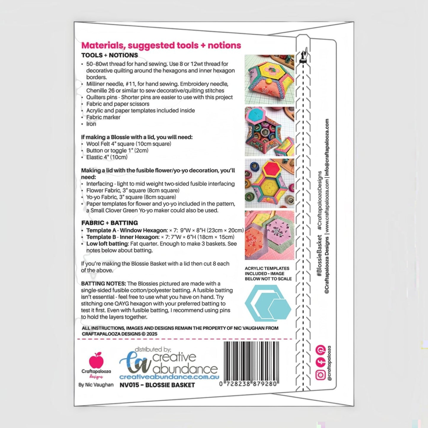 Blossie Basket - Includes Quilt As You Go Acrylic Template - Everything Fabric