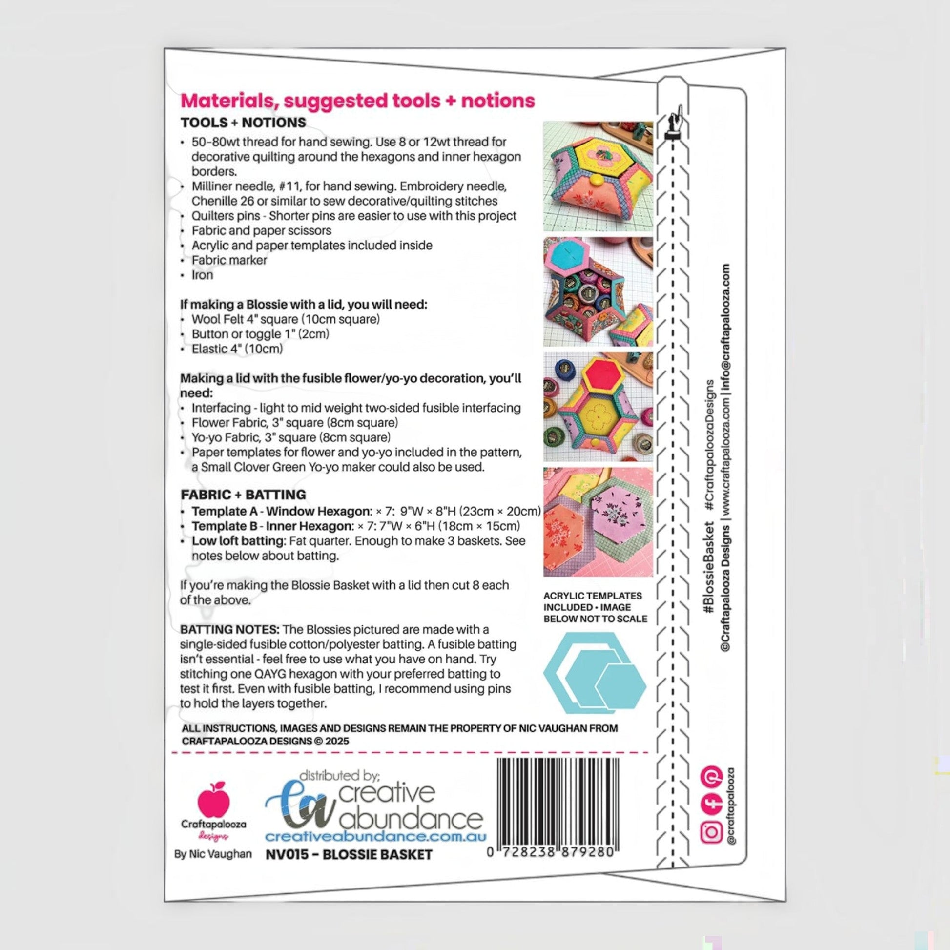 Blossie Basket - Includes Quilt As You Go Acrylic Template - Everything Fabric
