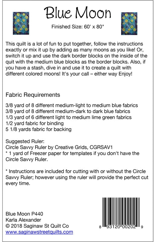 Blue Moon Quilt Pattern - Everything Fabric