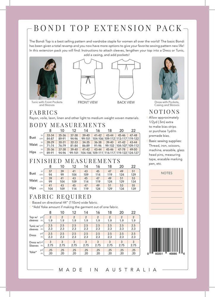 Bondi Top Expansion Pack Pattern - Everything Fabric