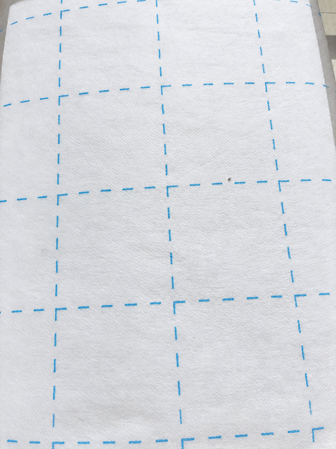 Bosal Quilter's Grid 2.5-inch fusible interfacing — single layer showing blue grid on white