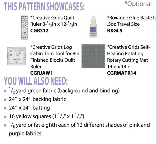 Cabin Flower Table Topper Pattern - Everything Fabric