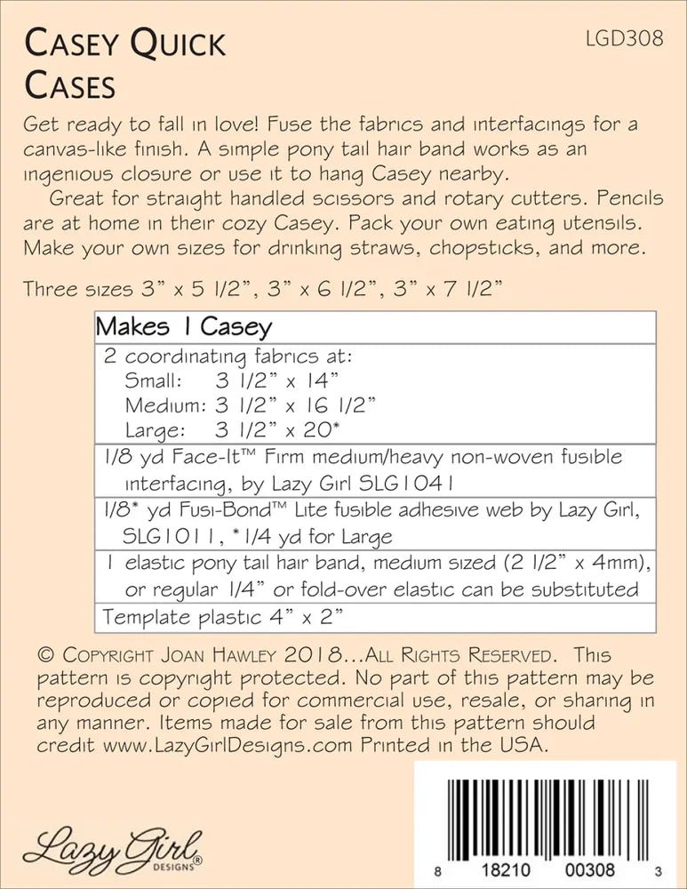 Casey Quick Cases Pattern - Everything Fabric