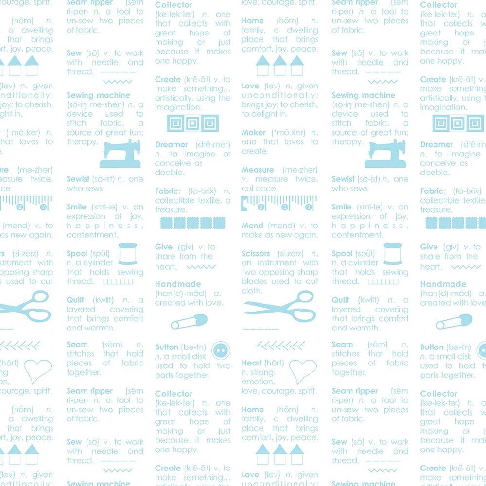 Chalk Garden - White/Turquoise Maker Dictionary - Everything Fabric