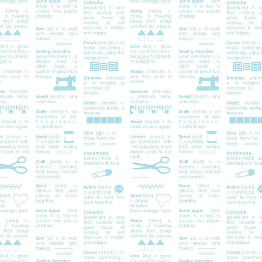 Chalk Garden - White/Turquoise Maker Dictionary - Everything Fabric