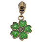 Cherry Blossom Zipper Pull Emerald Green 5 Antique Gold | Decorative Zipper Hardware - Everything Fabric