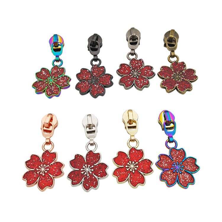 Cherry Blossom Zipper Pull Red 5 Rose Gold - Everything Fabric