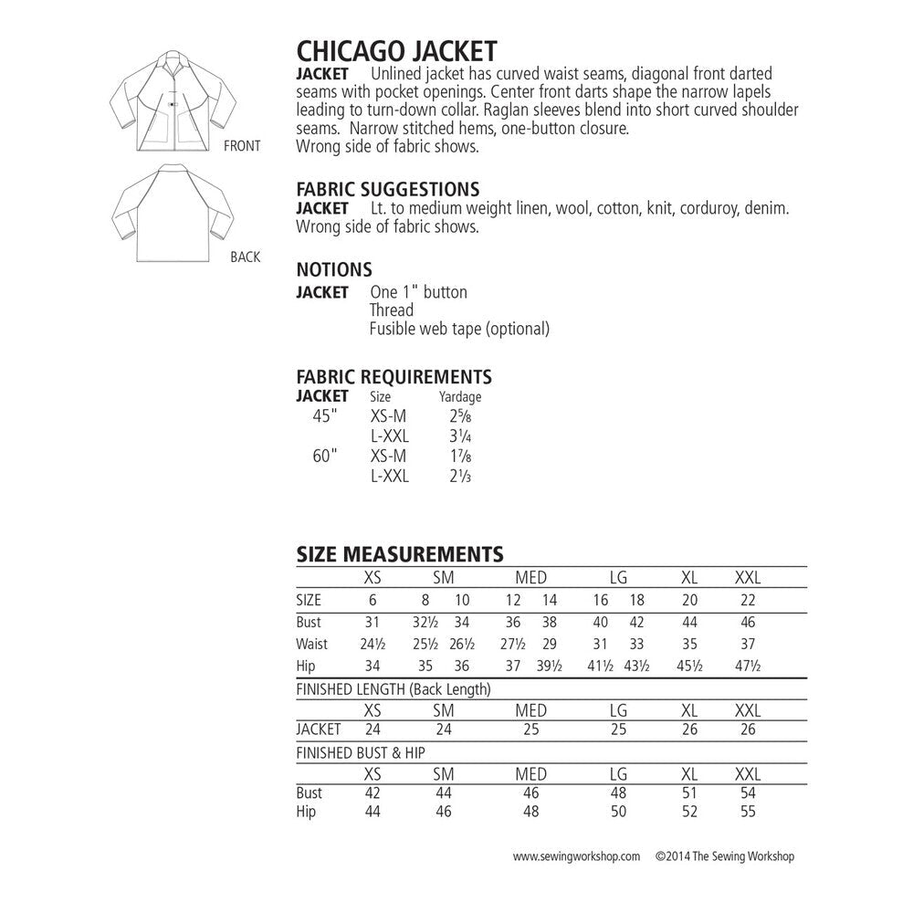 Chicago Jacket Pattern - Everything Fabric