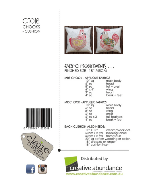Chooks Cushion Pattern - Everything Fabric