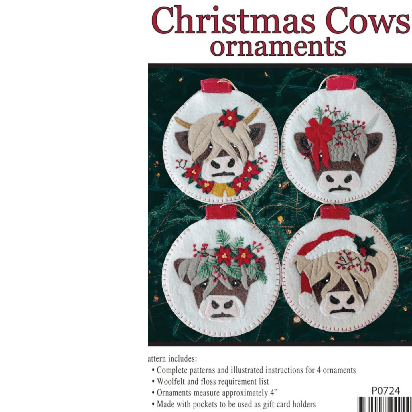 Christmas Cows Ornament Pattern - Everything Fabric