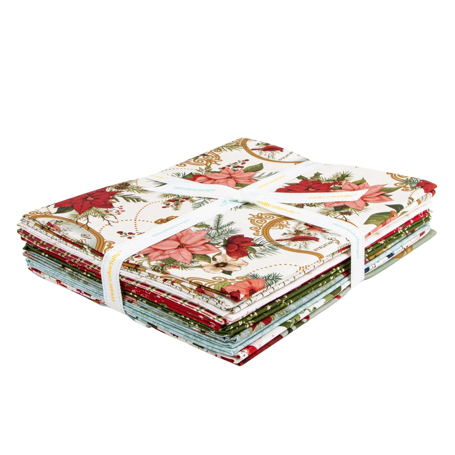 Christmas Greetings 1 yd Bundle Cream - 10pc - Everything Fabric