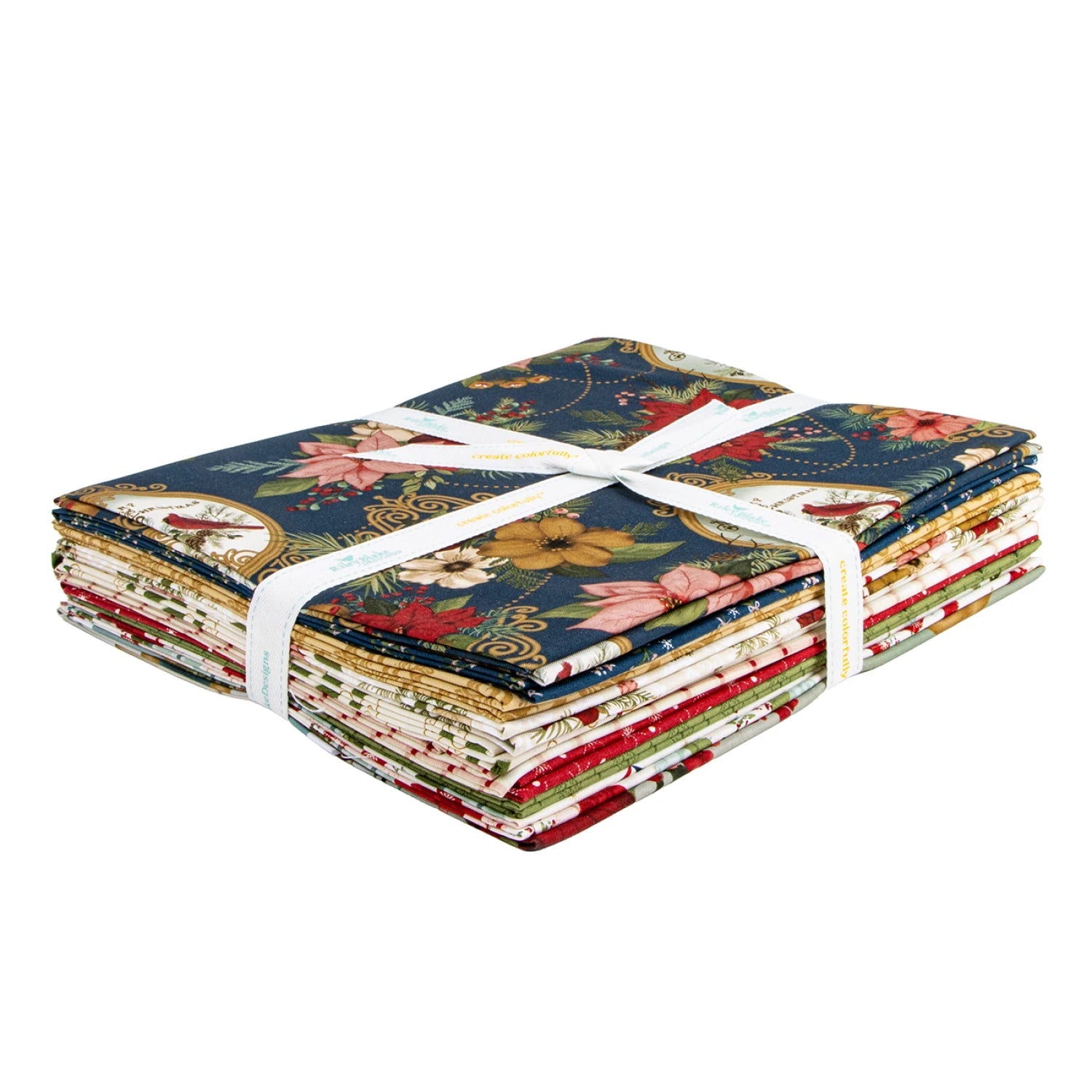 Christmas Greetings 1 yd Bundle NAVY - 10pc - Everything Fabric