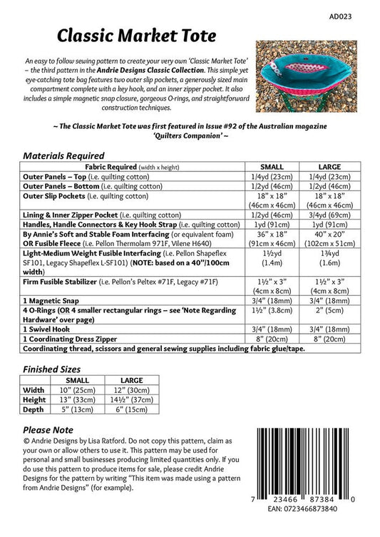 Classic Market Tote Pattern - Everything Fabric