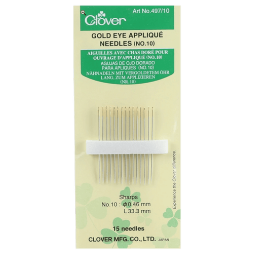 Clover Applique Needles Size 10 15ct - Everything Fabric