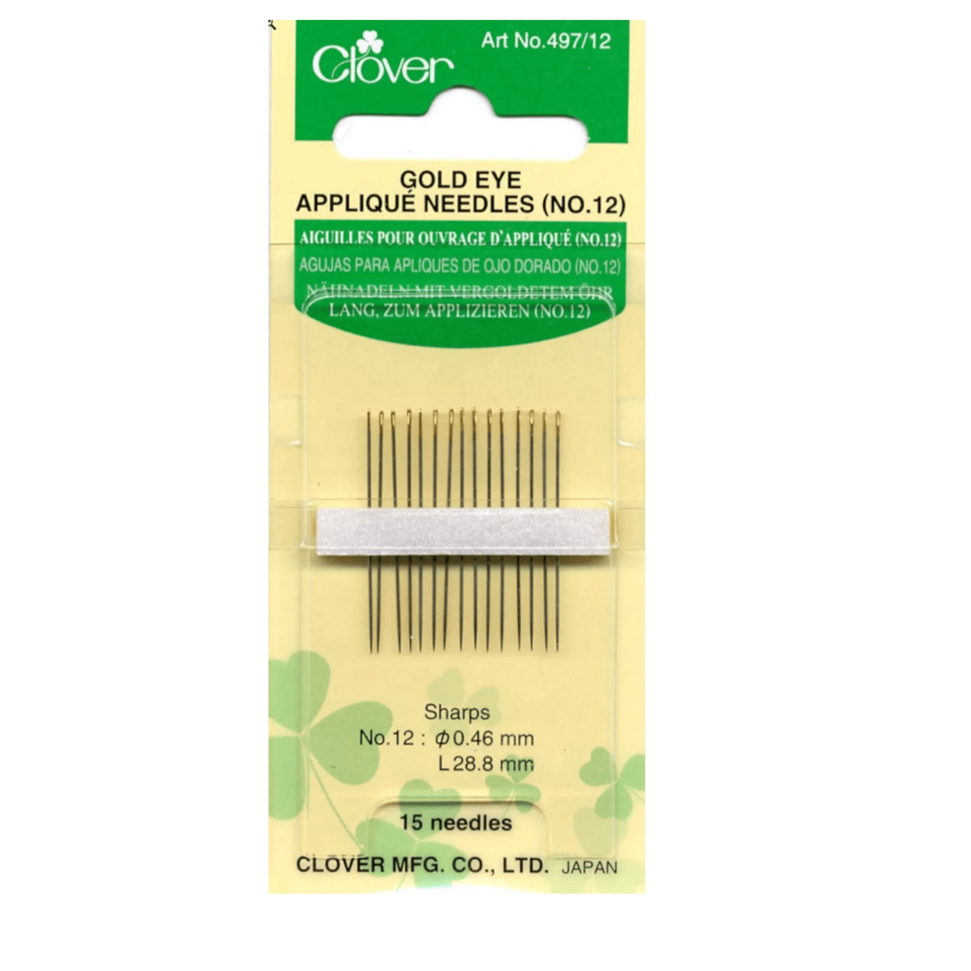 Clover Applique Needles Size 12 15ct - Everything Fabric