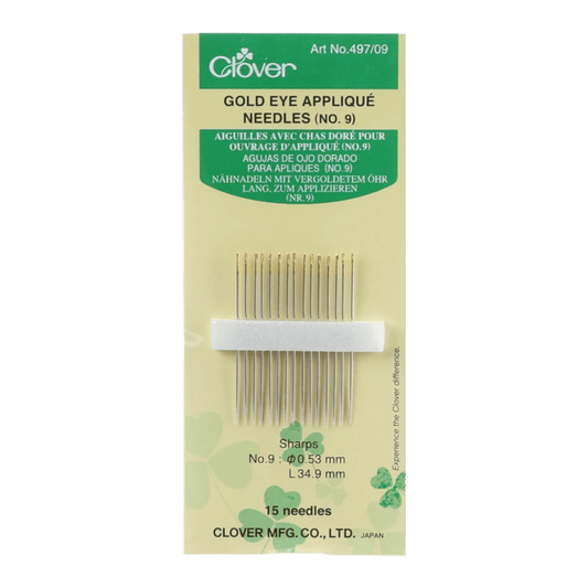 Clover Applique Needles Size 9 15ct - Everything Fabric