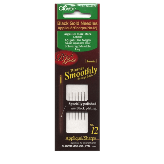 Clover Black Gold Sharps Needle Size 12 6ct - Everything Fabric
