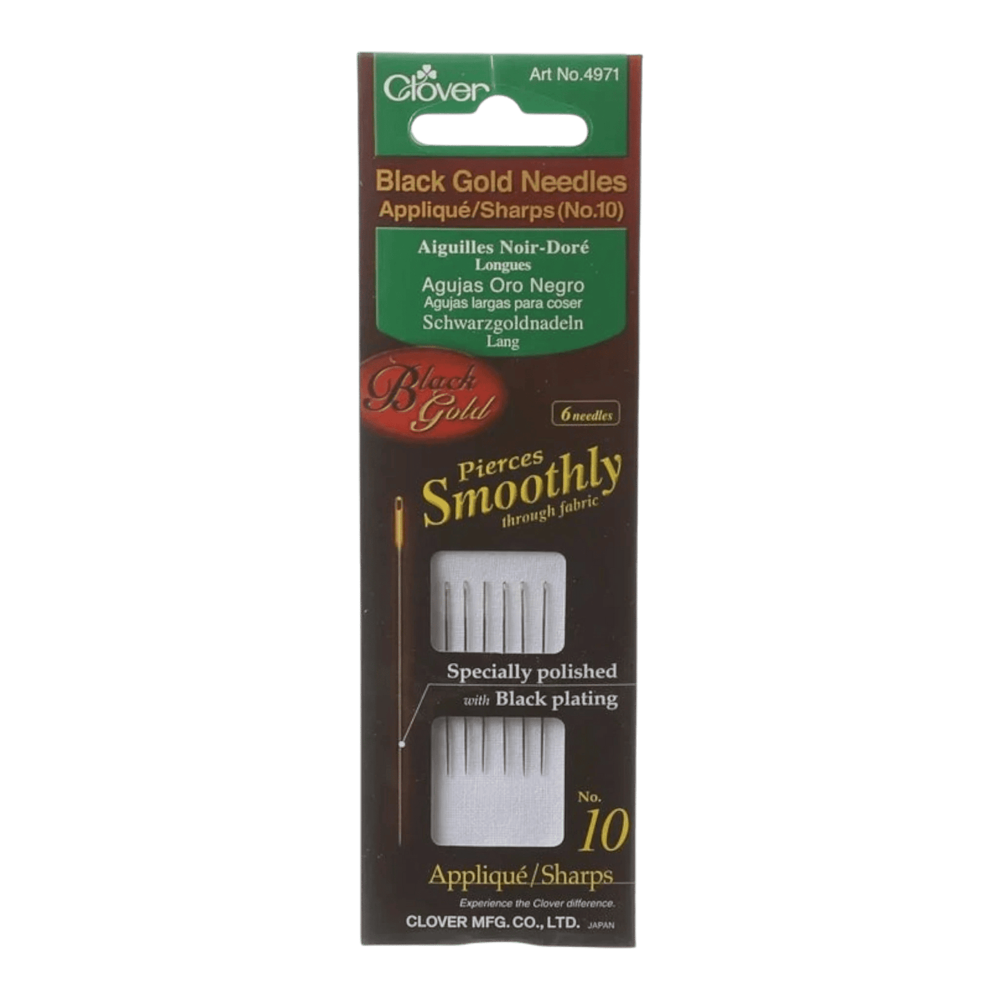 Clover Black Gold Sharps Needle Size 9 6ct - Everything Fabric