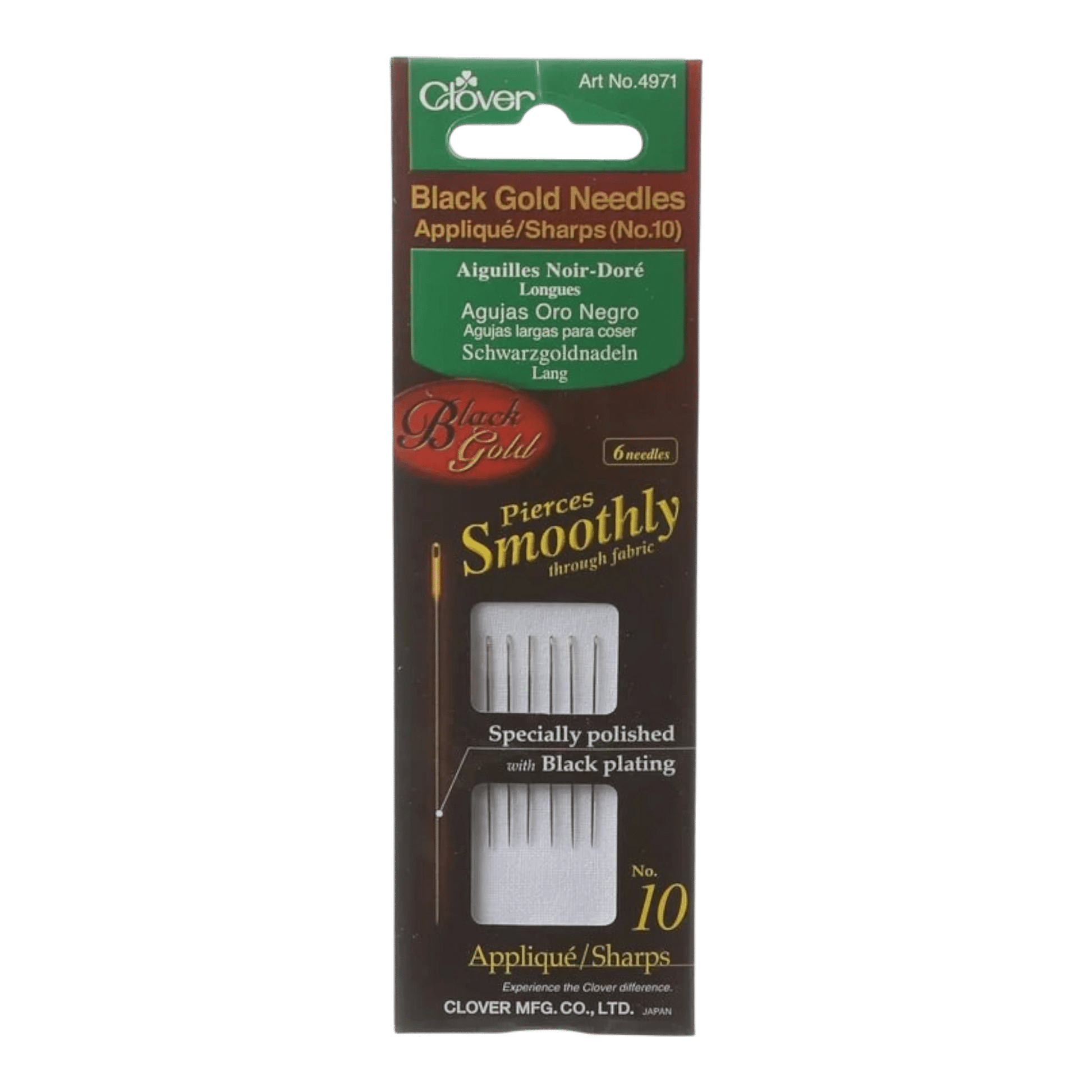 Clover Black Gold Sharps Needle Size 9 6ct - Everything Fabric