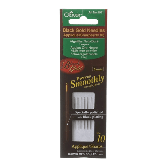 Clover Black Gold Sharps Needle Size 9 6ct - Everything Fabric