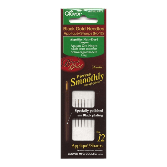 Clover Black Gold Sharps Needle Size 9 6ct - Everything Fabric