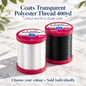 Coats Transparent Polyester Thread 400yd | Clear & Smoke – representative colour choices