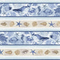 Cobalt Seas - Multi Novelty Coastal Stripe - Everything Fabric