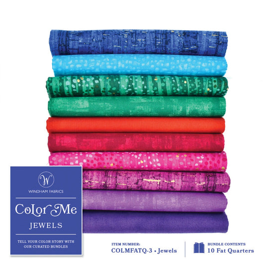 Color Me Fat Quarter Bundle 10pc Jewel - Everything Fabric