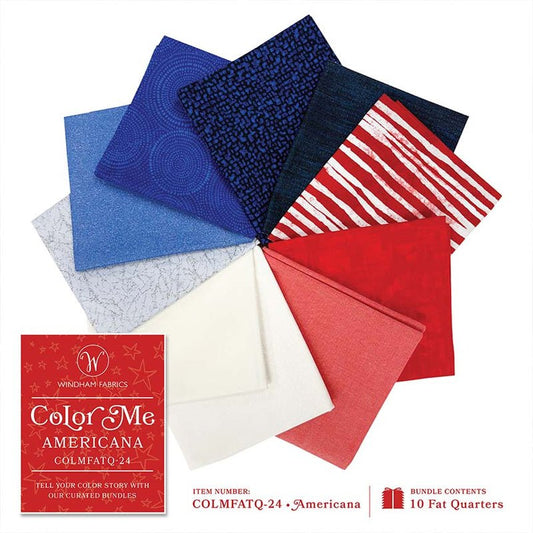 Color Me Fat Quarter Bundle America Color 10pc - Everything Fabric