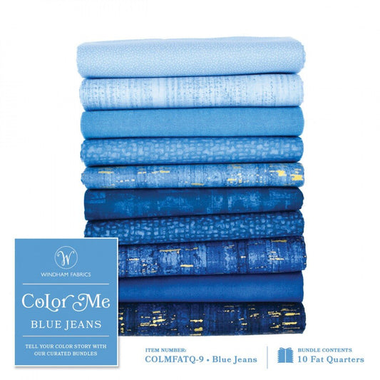 Color Me Fat Quarter Bundle – Blue Jeans 10pcs - Everything Fabric