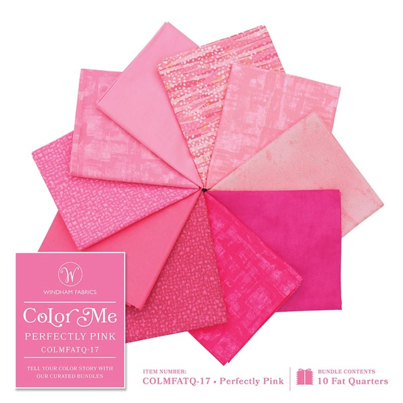 Color Me Fat Quarter Bundle Perfectly Pink 10pc - Everything Fabric