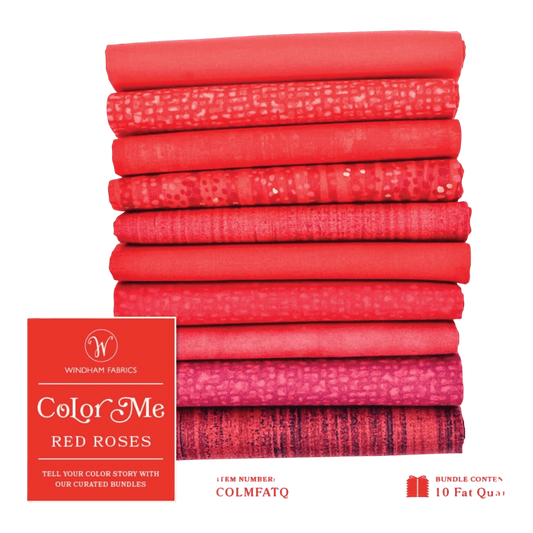 Color Me Fat Quarter Bundle - Red Roses 10pc - Everything Fabric