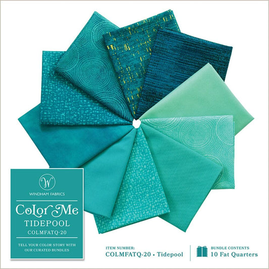 Color Me Fat Quarter Bundle Tidepool 10pcs - Everything Fabric
