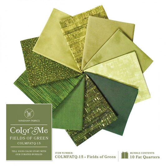 Colour Me Fields of Green - FQ Bundle 10pc - Everything Fabric