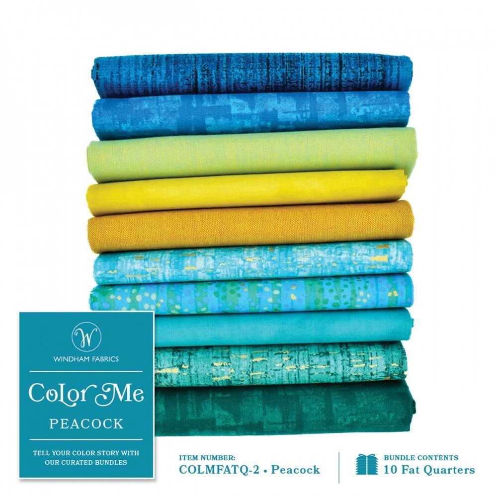 Colour Me PEACOCK - FQ Bundle 10pc - Everything Fabric