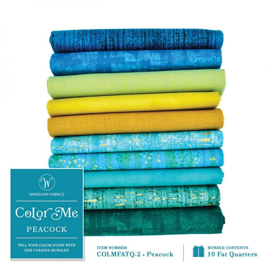Colour Me PEACOCK - FQ Bundle 10pc - Everything Fabric