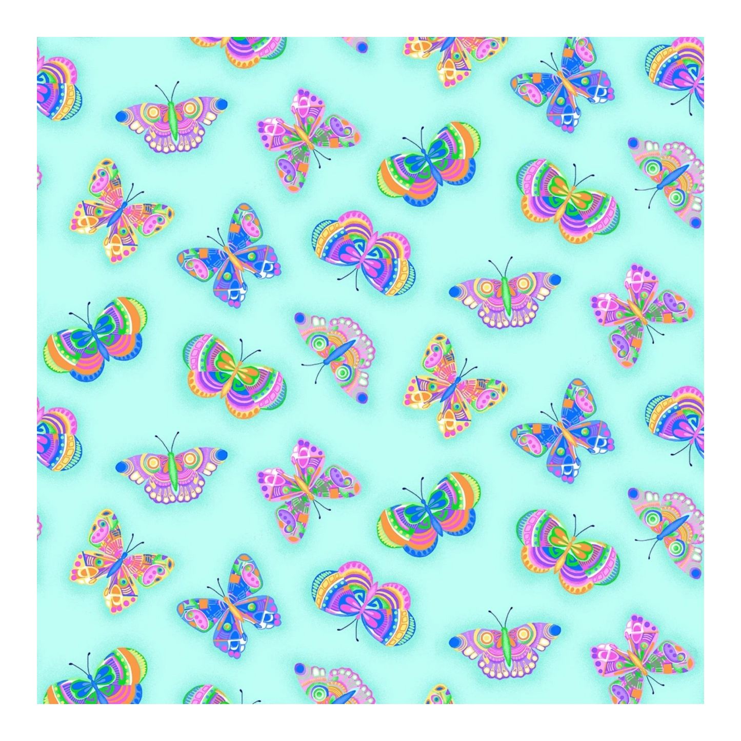 Comfy Flannel - Aqua Butterflies - Everything Fabric