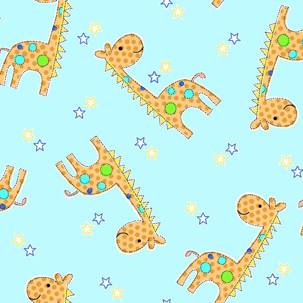 Comfy Flannel - Blue Giraffes - Everything Fabric