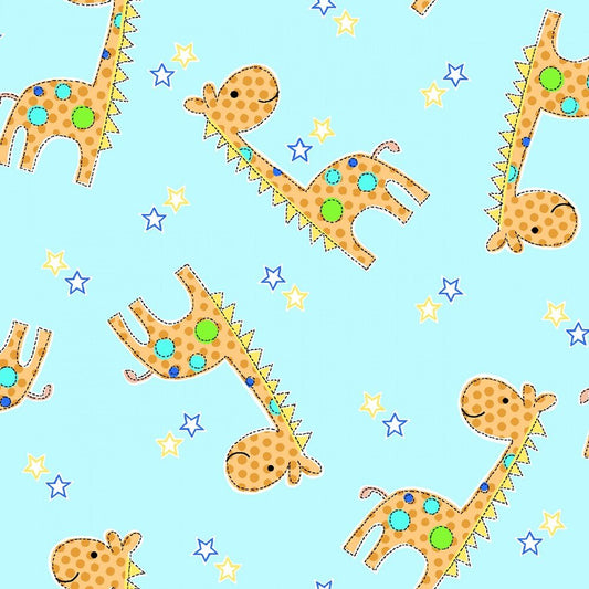 Comfy Flannel - Blue Giraffes - Everything Fabric