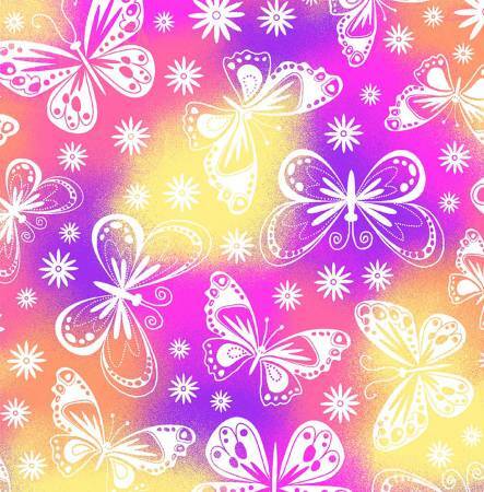 Comfy Flannel - Multi Butterflies - Everything Fabric