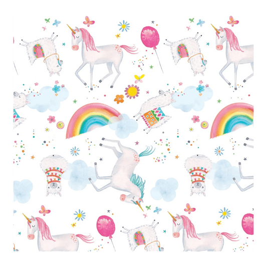 Comfy Flannel - White Unicorns - Everything Fabric