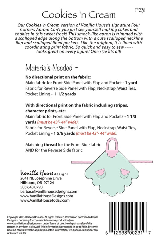 Cookies N Cream Apron Pattern - Everything Fabric
